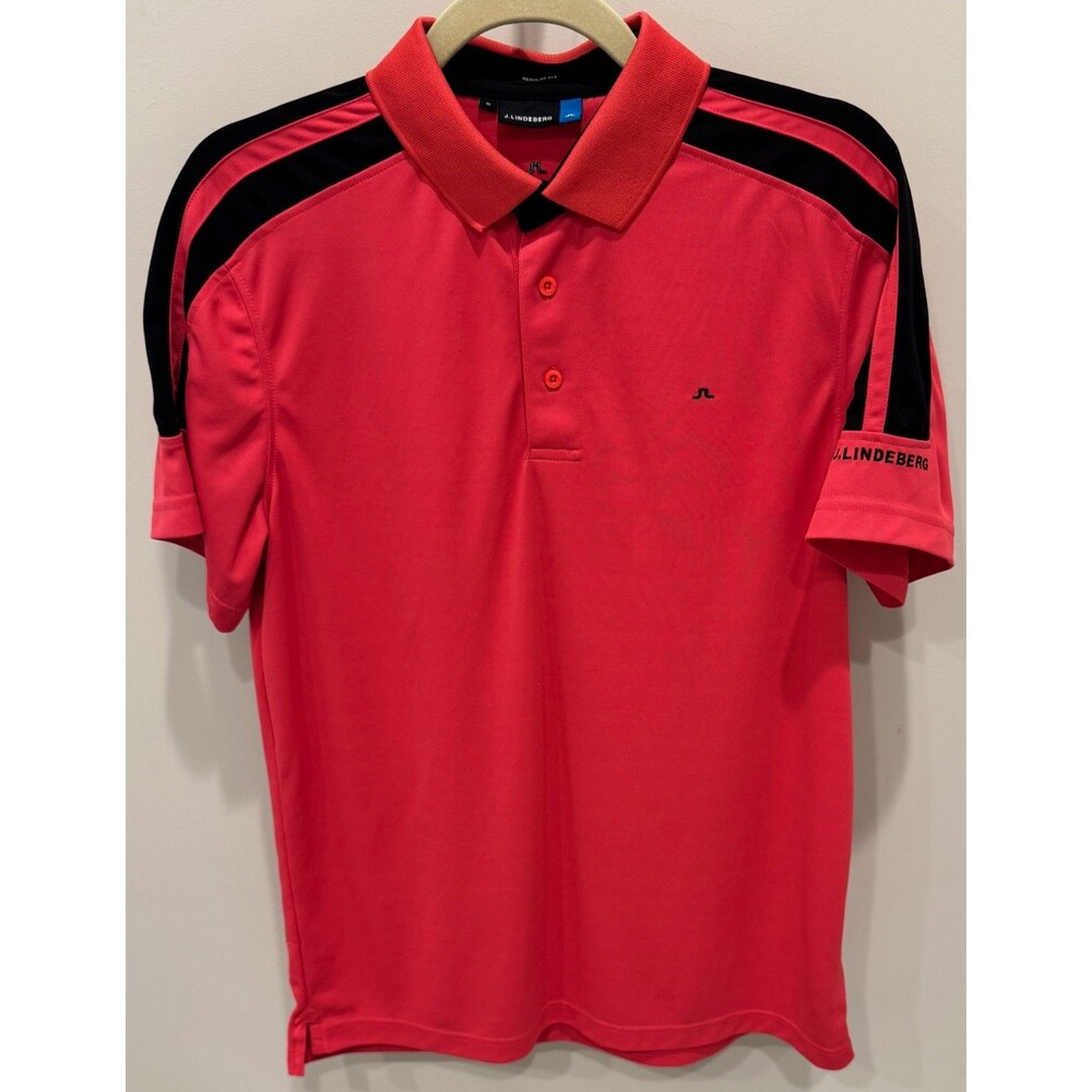 J. Lindeberg Polo Golf Shirt - Men's Size Medium - Pink
